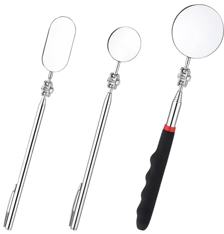 Xyembu 3 Stück Teleskop Inspektionsspiegel Set, Universal Auto Inspektionsspiegel with Telescopic Handle, 360 Drehbar Teleskop Spiegel, Ausziehbar Inspection Mirror Teleskopspiegel