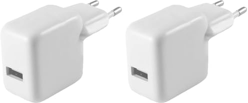 PHONILLICO® Chargeur Secteur Blanc pour iPad AIR 1 / AIR 2 / iPad 2/3 / 4 / iPad Mini/iPad Pro/iPad 5ème 6ème génération - Chargeur Universel Port Micro USB Data Secteur Prise Murale (Lot de 2)