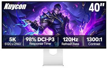 Kuycon P40K 40 inch FHD (5120 x 2160) 5K 120HZ Matte Monitor, IPS, 1.07 Billion Colors, 99% sRGB, 8ms, HDR, 1300:1 Contrast, Eye Care, Anti-Glare (Honeycomb - with Stand)