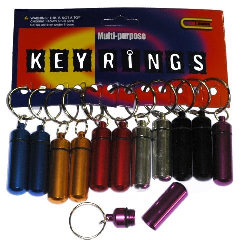 Aluminum Screw Top Pill Box Keyrings 12 Units