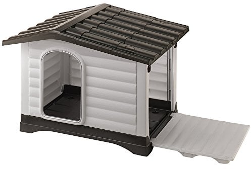 Ferplast Hundehütte DOGVILLA 110, Hundehütte Outdoor, Hundehaus, Seite zum öffnen, Boden zum Abtropfen, Isolierender Boden, Abnehmbares Dach, Lüftungsgitter, Recycelter Kunststoff, 111x 84 x h 79 cm