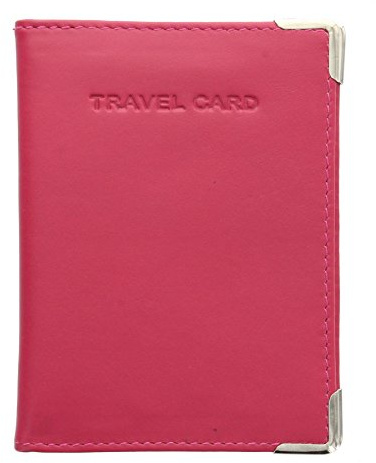 Visconti Portatarjeta de Viaje de Cuero con Protectores de Esquinas de Metal TC5 Fuschia