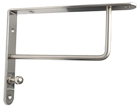 Pair Brushed Chrome Fixed Shelf Brackets Supports with Fixings 026