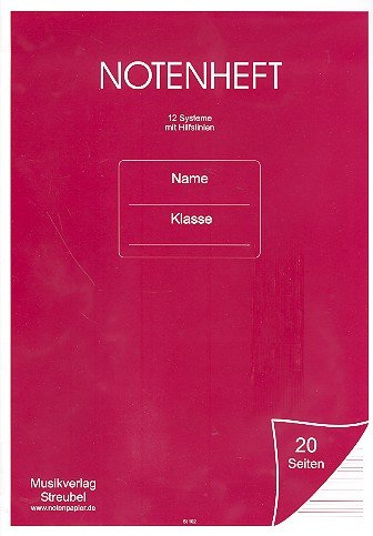 Notenheft 12 Systeme mit Hilfslinien Din A4, 20 Seiten