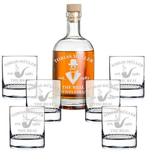 polar-effekt Set Regalo con Bottiglia da Whisky e Bicchiere da Whisky con Incisione.