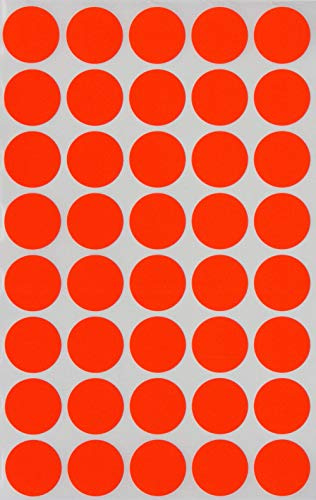 Royal Green Round Label Coloured Dot Stickers 19mm (1.9cm) 3/4 Inch - Neon Red - 600 Pack