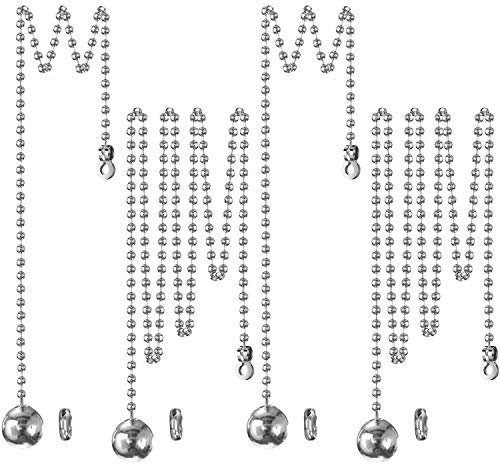 1 Meter Length Ceiling Fan Light Pull Cord Ball Pull Chain Extension with Connector, 4 Sets (Style A, 3.2 mm)