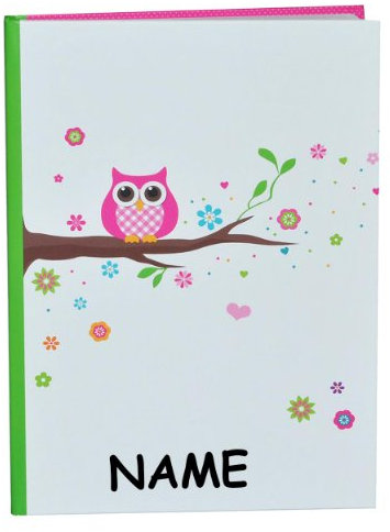 alles-meine.de GmbH Notizbuch/Tagebuch - Eulen Blumen Blüte - mit Namen - Dickes Buch gebunden für Geheimnisse Reisetagebuch / A5 blanko Hardcover - Erwachsene Jugendliche Mädc..