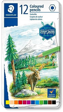 STAEDTLER 146C M12 Buntstifte (klassisches Sechskantformat, weiche Mine, hoch pigmentierte Farben) Metalletui mit 12 leuchtenden Farben