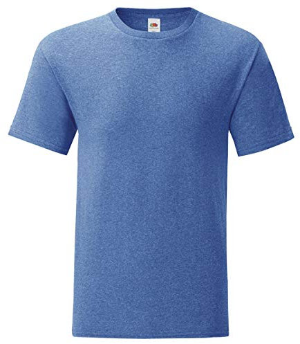 Fruit of the Loom iconic T-shirt, sizes S - 5XL, Retro Royal Blue Mottled, M