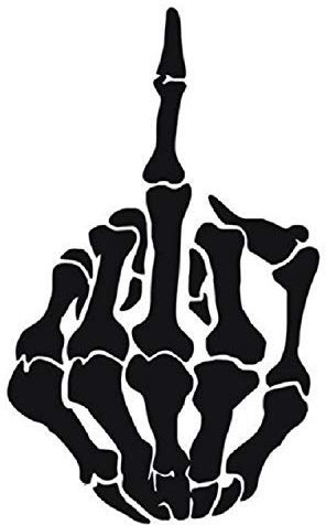 Autoaufkleber Sticker Mittelfinger Skelett Stinkefinger Motorrad Logo Schwarz