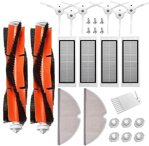 HoHumoca Zubehör-Kit Ersatzteile für Xiaomi Roborock S5 /S50 /S51 /S55 /S5 Max /S6 /S60 /S65 /S6 Max /S6 MaxV /S6 Pure, 2 Hauptbürste, 2 Wischtuch, 6 Seitenbürste, 4 HEPA Filter