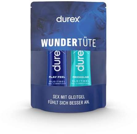 Durex Gleitgel Vielseitige Mixpackung für Frauen & Männer - Prickelnd und Play Feel Set mit Gleitmittel auf Wasserbasis für Sex & kondomegeeignet - 100 ml (2 x 50 ml)