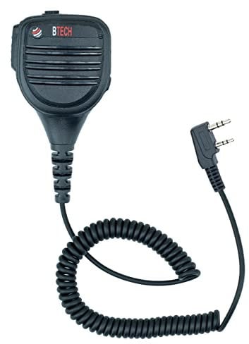 BTECH QHM22D Dual Push-to-Talk (PTT) Lautsprecher-Mikrofon, Platinum-Serie, IP54, regenfestes Schultermikrofon für BaoFeng, BTECH, Kenwood Radios