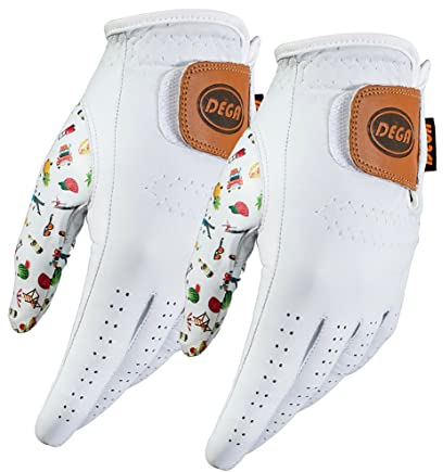 DEGA Golfhandschuhe für Herren, 100% Cabretta-Leder, für Linkshänder, Daumen, Bedruckt (L, Good Times)