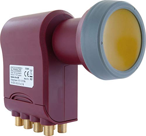 SCHWAIGER 7419 Octo LNB 8 Teilnehmer Low Noise Blockconverter LNC Sun Protect digital hitzebeständig LNB-Kappe Satellitenschüssel-Zubehör für Multischalter Wetterschutz vergoldete Kontakte Ziegelrot