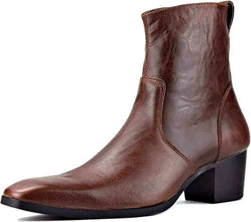 OSSTONE Stivaletto da Uomo Chukka in Pelle Stivaletti firmati Scarpe Casual Tacco Chelsea Stivali OS-JY002-Coffee-IT 11 caffè Marrone