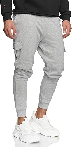Indicode Herren Bendner Cargo Jogginghose | Trainingshose Jogger Freizeithose für Männer Grey Mix, L