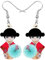 DUOWEI Acryl Anime Cute Japanisch Stil Kimono Puppe Ohrringe Charms Dangle Schmuck Geschenke für Damen Frauen Teenager Mädchen (Multi)