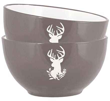 Dibor Breakfast Bowls Set of 2 Dishwasher/Microwave Safe Stoneware Cereal Bowls (CR73)