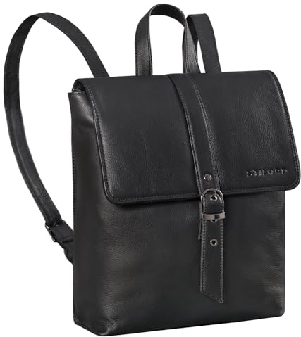STILORD Mathilda Damen Daypack Lederrucksack Business Rucksack für Arbeit Office Uni Schule Elegante Rucksacktasche für Frauen aus Echtem Leder Farbe:schwarz