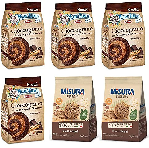 4x Mulino Bianco Cioccograno Vollkorn kekse mit schokolade 350g + 2x Misura Fibraextra Integrali Vollkorn kekse 330 g