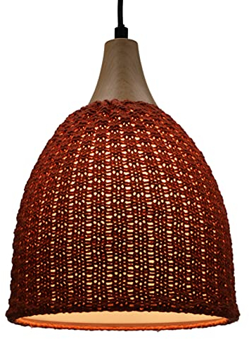 GURU SHOP Moderne Deckenleuchte aus Gestrickter Baumwolle Modell - Nemuro Orange, 29x22x22 cm