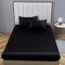Boqingzhu Satin Spannbettlaken 200x200cm Schwarz Uni Seide Spannbetttuch Microfaser Bettlaken für bis 25cm Matraze