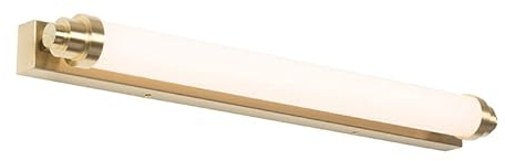 Qazqa - Klassisch I Antik Bad I Badezimmer Wandleuchte weiß mit Gold I Messing inkl. LED 3-stufig dimmbar IP44 - Yordi Dimmer I Dimmbar - Kunststoff Länglich - I LED