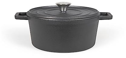 Livoo, Cocotte ronde en fonte, MEP139, Noire, Ø 24 cm, Capacité : 4 L, Compatible tous types de feux