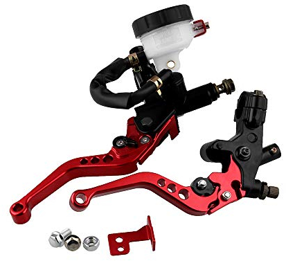 Aiuphing Palancas de freno de embrague de motocicleta 7/8 22 mm Embrague de bocina ajustable con bomba hidráulica Freno de manillar de aluminio universal para Honda Suzuki Kawasaki Yamaha D10,Rojo