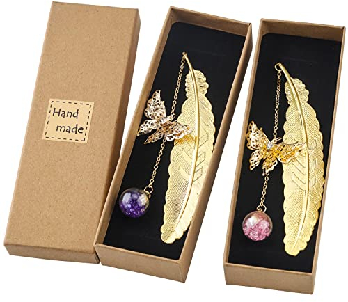 FYSL Metall Feder Lesezeichen 2Pcs Schmetterling Lesezeichen Metallfeder Lesezeichen für Geburtstagsgeschenk Frauen Lehrer & Muttertag Erwachsene Kinder und Studenten