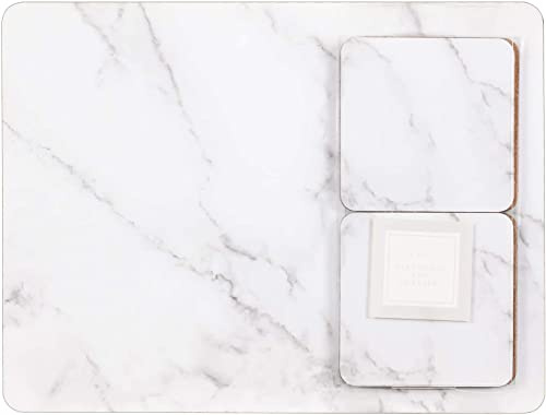 Deenz Set Of 8 Marble Effect Coaster And Placemat Table Mats For Kitchen Dining Table Cork Backed Placemats And Coasters