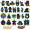 48 Stück Weihnachten Kratzbilder Set für Kinder 24 Mustern Regenbogen Kratzpapier zum DIY Basteln Weihnachtsdeko Anhänger Party Mitgebsel mit Holzstäbchen Bänder Weihnachtsgeschenke