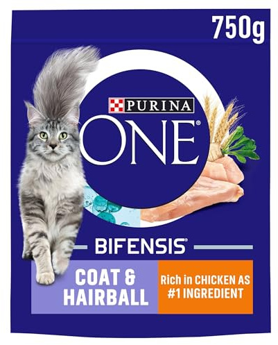 Purina One Coat and Hairball Adult Dry Cat Food with Chicken 750g