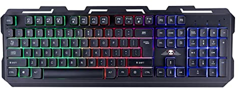 No Fear Gaming Tastatur - QWERTY - 104 Membrantasten - RGB-LED-Beleuchtung - 1.5M Kabel mit USB 2.0 - Schwarz