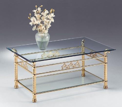 Casa Padrino Table Basse de Luxe en Laiton 120 x 70 x H. 50 cm - Table Basse rectangulaire en Laiton avec Plateaux en Verre - Meubles de Salon - Qualité de Luxe - Fabriqué en Italie