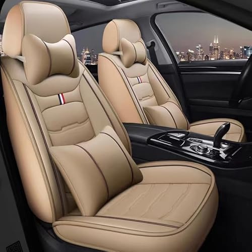 Romanbin Autositzbezug für Mercedes Benz E-Class W212 5-Sitzige Lederausführung - Vorder und Rückreihe, wasserdichtes, rutschfestes Kunstleder,Beige