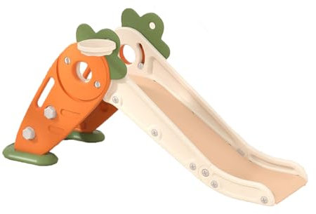 Toboggan et Balançoire pour Bébé Toboggan Autoportant Escaladeur Balançoire pour Enfant Aire de Jeux Toboggan Long Intérieur Extérieur Centre d'activités Aire de Jeux équipement de Jeux (Carrot)