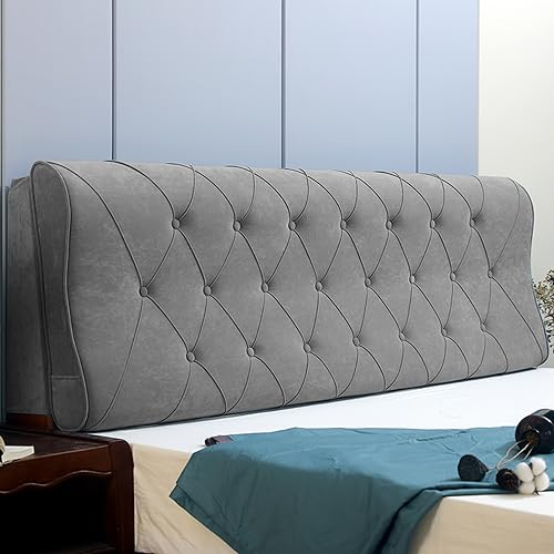 ZZYK Kopfteil Kissen Doppelbett Rückenlehne Samt Lesekeil Kissen Lendenwirbelstütze Gepolstertes Wandkissen Abnehmbarer Bezug Für Schlafsaal Tagesbett Etagenbett,Grau,Paste 35/Single