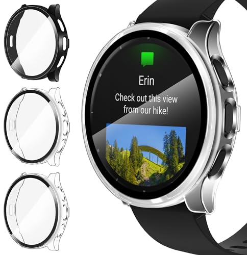 ivoler 3 Stück Hard PC Hülle mit Glas Displayschutz für Garmin Venu 3 45mm, Vollständige Abdeckung Schutzhülle Ultradünne Kratzfest Schutz Case, 2 Transparent + 1 Schwarz
