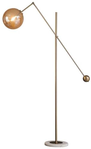 PEYNIR Floor Light Floor Lamp Traditional Swing Arm Classic Lamp with Extending Arm Glass Lamp Shade Tall Floor Lamp for Living Room Antique Brass Floor Lantern