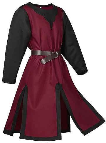 Mittelalter Ritter Kostüm Karneval Kostüm Herren Halloween Mittelalter Renaissance Templer Tunika Pirat Vintage Bühnenkostüm Kreuzritter Wikinger Tunika Ohne Gürtel Cosplay Mottopartykostüme
