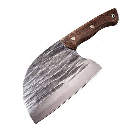LIUJOU Serbisches Messer, handgeschmiedet, breites Metzgermesser, Edelstahl, Küchenkoch, Angeln, Metzgermesser, feststehend, for Schneiden im Freien