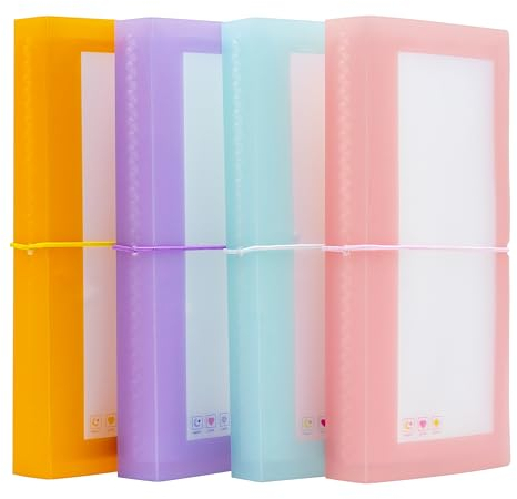 4 Stück 8,4 x 18,4 cm kleines Aufkleber-Aufbewahrungsbuch, Aufkleber-Sammelalbum, Aufkleber-Organizer-Binder (farbig)
