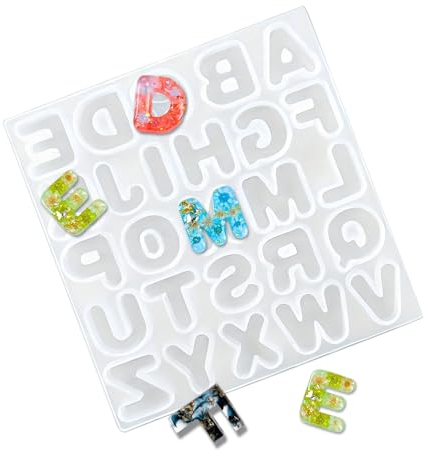 ZYDYRX Buchstaben Epoxy Formen Kristalltropfen Alphabetform DIY Silikonform Alphabet Anhänger Schlüsselanhänger Form Silikonform Alphabet für Schmuckherstellung DIY Crafts Dekoration
