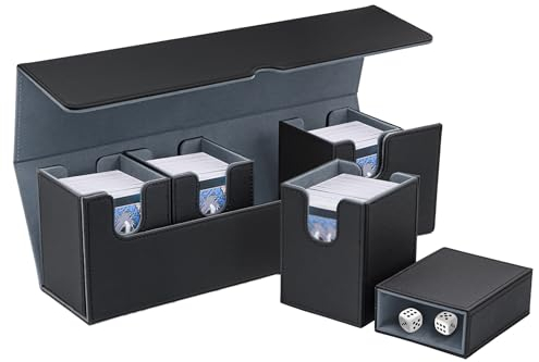 Tolesum 5 in 1 Box Porta Mazzo per Carte MTG Capacità di 800+ Senza Maniche Carte con Dice Tray, Magnetic Flip Deck Box per le Carte di Magic Commander TCG-Nero
