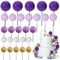 ASTARON 50 Pcs Ball Cake Topper Sticks Mini Balloons for Cake Decorating Supplies Foam Balls Cake decorations for Baby Shower Cake Birthday Cake Toppers Decorations (Purple Series)