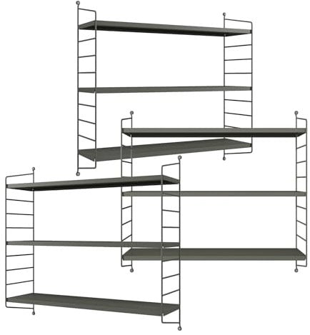 [en.casa] Modulares Wandregal Strängnäs 3er Set Metallregal Anthrazitgrau Hängeregal mit 3 Regalböden Badregal Küchenwandregal Wandablage Wohnzimmer