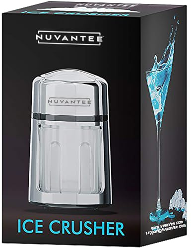 Broyeur à glace manuel en alliage de zinc chromé - Lames robustes en acier inoxydable - Base antidérapante - Grand récipient à glace et cuillère - Idéal pour les margaritas, cocktails, granités et